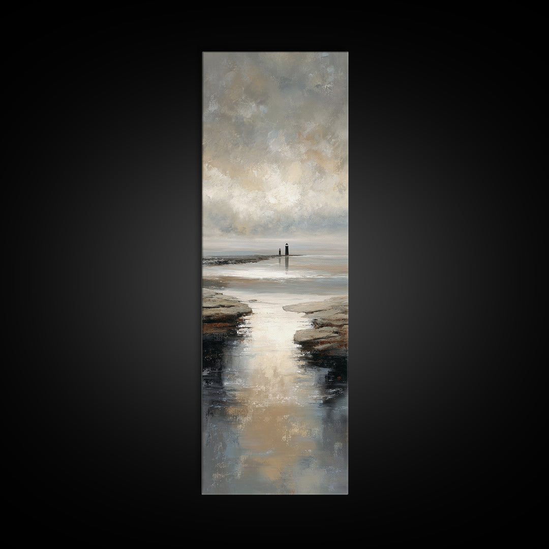Stormy Landscape with Lighthouse as Guidance Metaphor Canvas Print, Law Office Art, Bookish Wall Art, Office Decor, Counsel, LOA-1x3-95