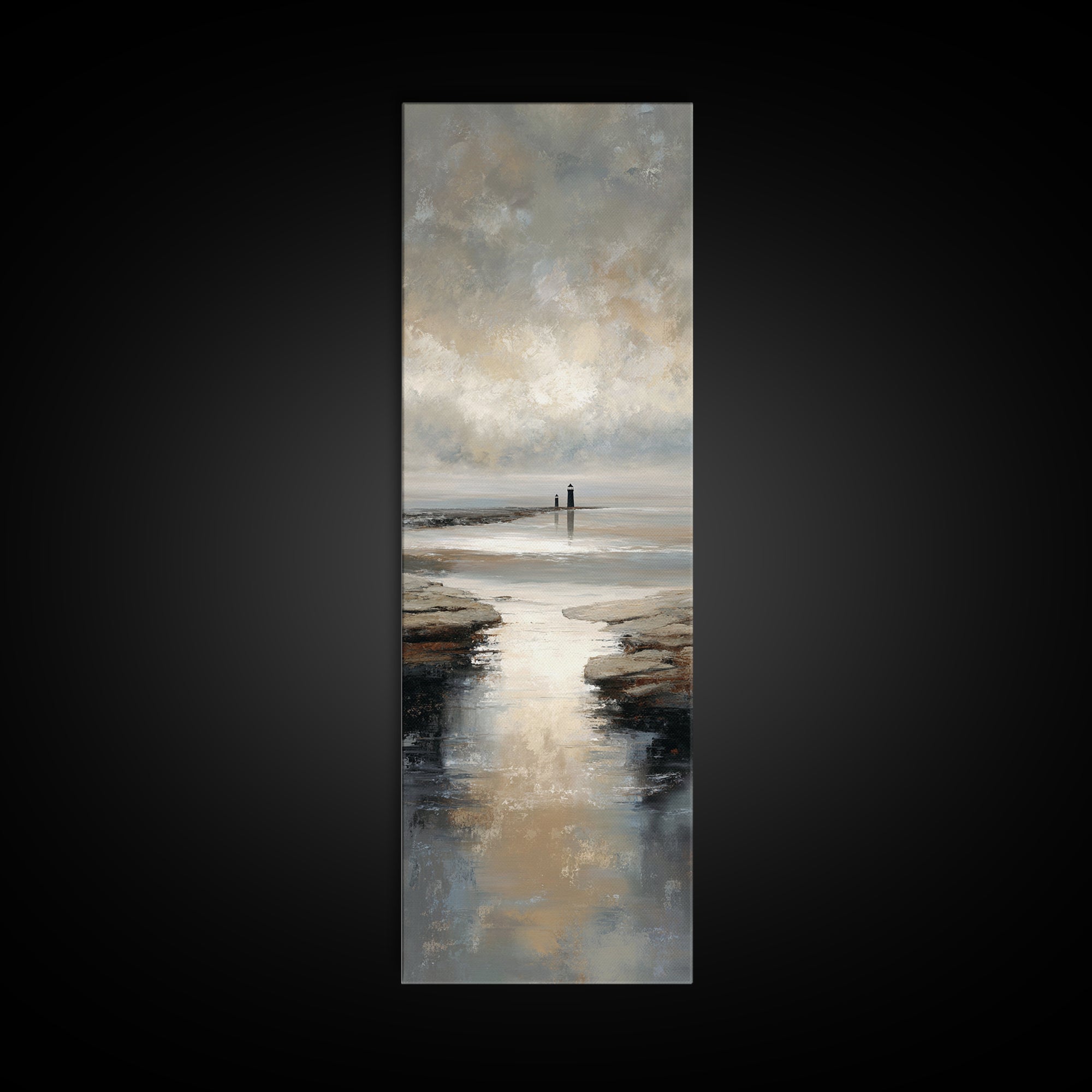 Stormy Landscape with Lighthouse as Guidance Metaphor Canvas Print, Law Office Art, Bookish Wall Art, Office Decor, Counsel, LOA-1x3-95