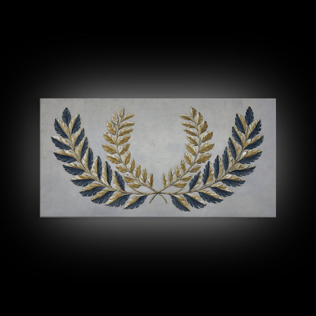 Roman Laurel Wreath Framed Canvas Print, Law Office Art, Lawyer, Office Decor, Fine Art, Counsel, Neutral Decor, Modern Decor, LOA-2x1-100