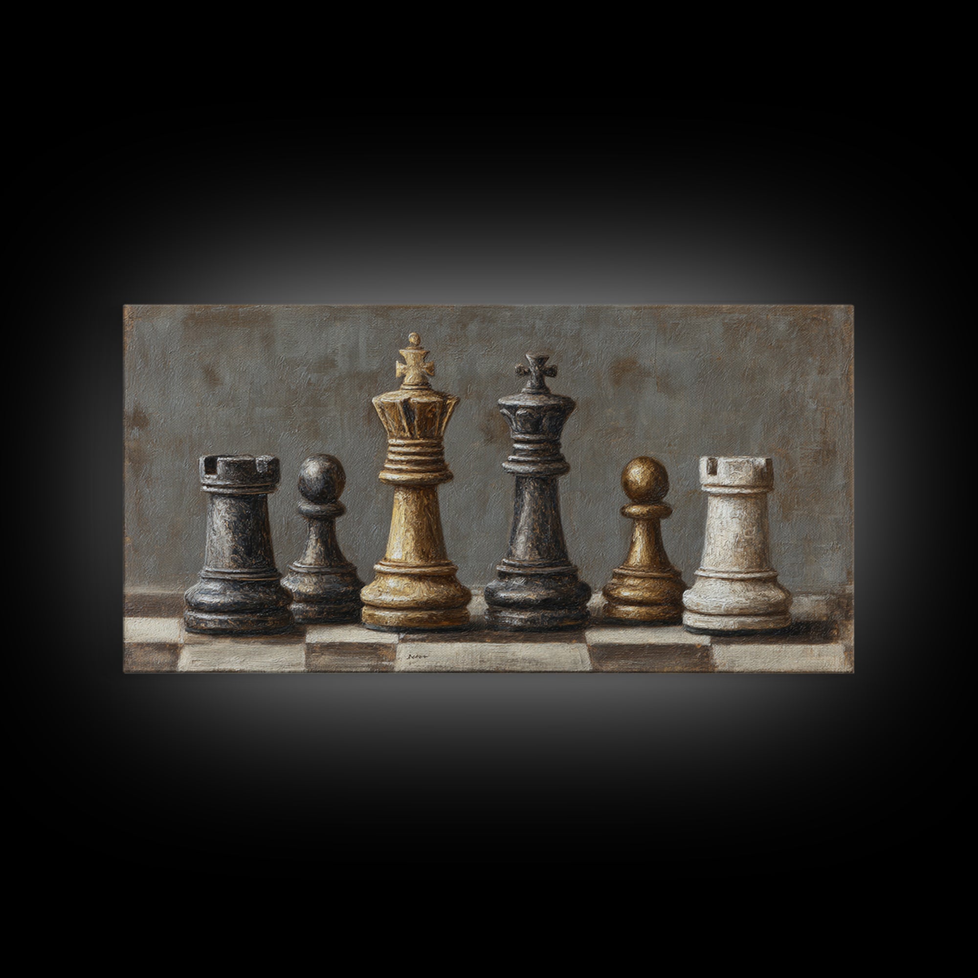 Single Chess King Framed Canvas Print, Law Office Art, Home Decor, Office Decor, Fine Art, Counsel, Minimalist Decor, LOA-2x1-18