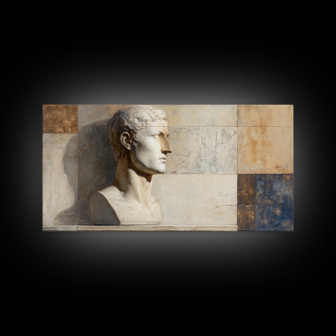 Classical Statue Bust Framed Canvas Print, Law Office Art, Fine Art Print, Office Decor, Fine Art, Counsel, Painting, LOA-2x1-20