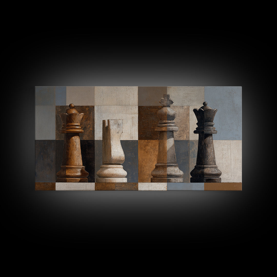 Single Chess King Framed Canvas Print, Law Office Art, Home Decor, Office Decor, Fine Art, Counsel, Minimalist Decor, LOA-2x1-42