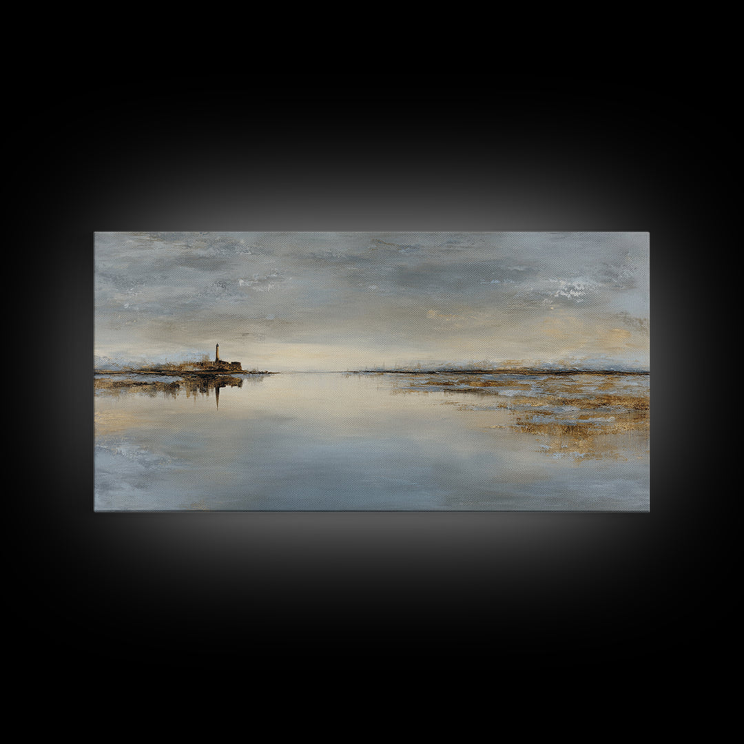 Stormy Landscape with Lighthouse as Guidance Metaphor Framed Canvas Print, Law Office Art, Poster Print, Office Decor, Counsel, LOA-2x1-55