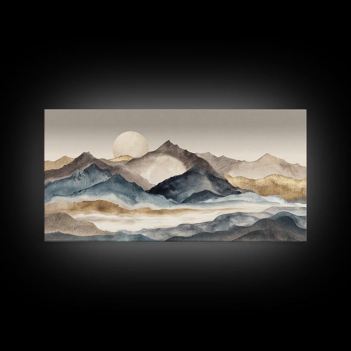 Ink Wash Mountain Symbolizing Stability Canvas Print, Law Office Art, Office Decor, Oil Painting, Counsel, Therapy Office Decor, LOA-2x1-64