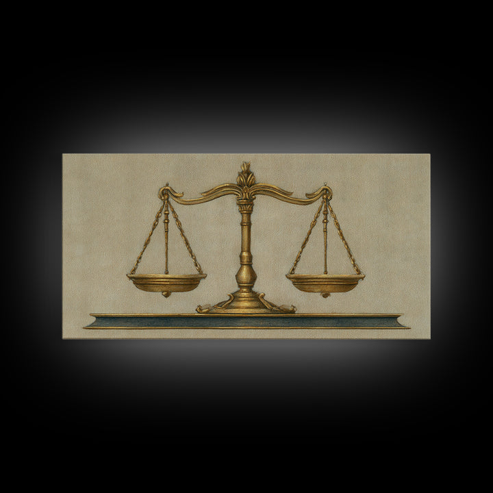 Classical Scales of Justice Canvas Print, Law Office Art, Printable, Office Decor, Fine Art, Counsel, Modern Wall Decor, LOA-2x1-69