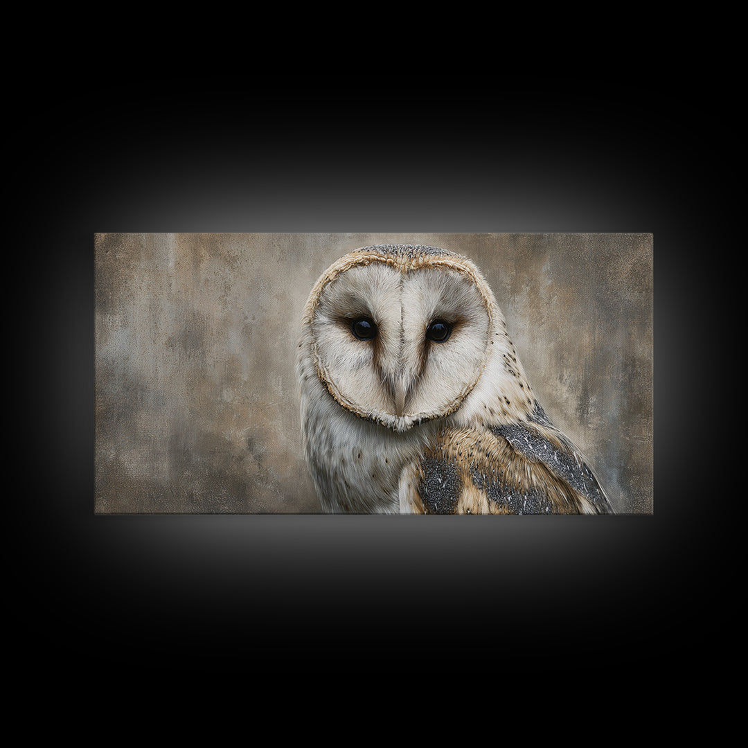 Owl Portrait Representing Wisdom Framed Canvas Print, Law Office Art, Decor, Office Decor, Fine Art, Counsel, Bookish Wall Art, LOA-2x1-85