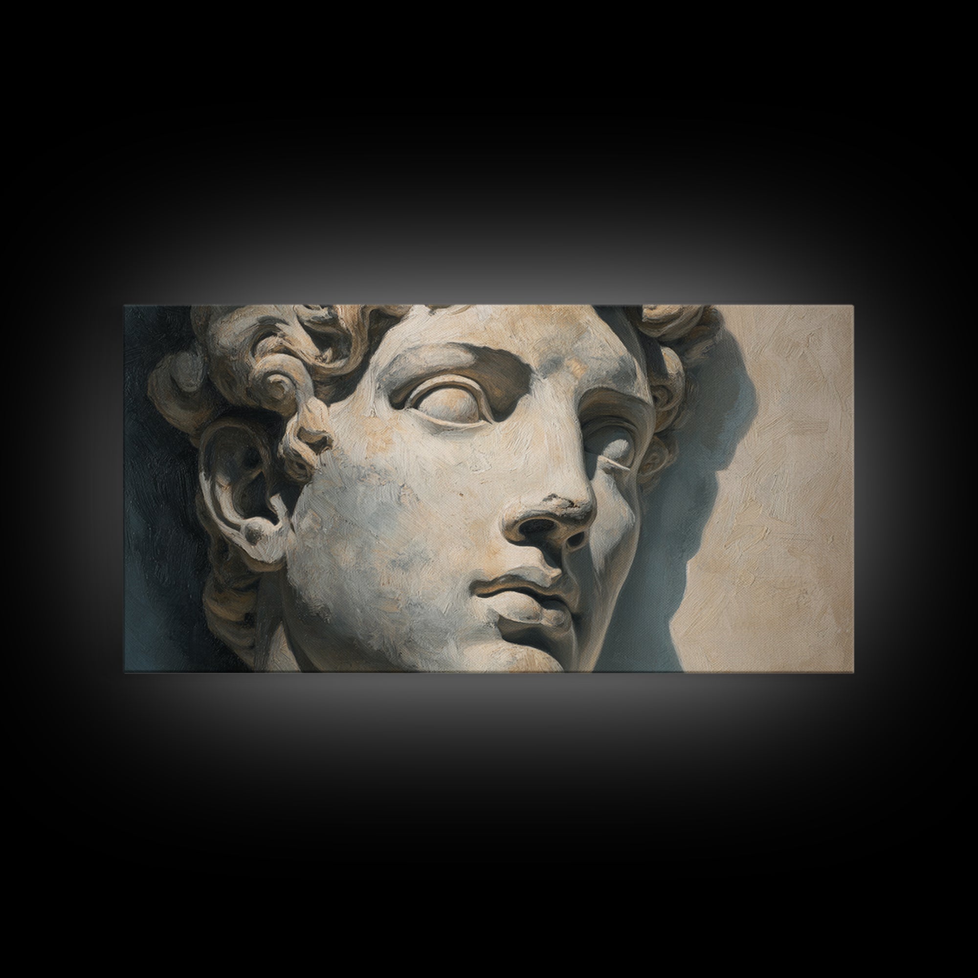 Classical Statue Bust Framed Canvas Print, Law Office Art, Office Wall Decor, Office Decor, Oil Painting, Counsel, Law School, LOA-2x1-92