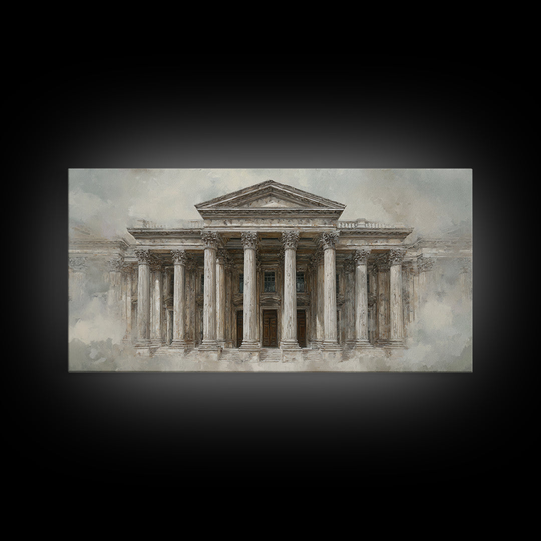 Marble Courthouse Column Study Without Building Scene Canvas Print, Law Office Art, Teen Girl Room Decor, Office Decor, Counsel, LOA-2x1-95