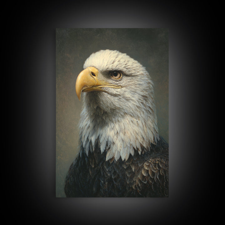 Eagle Portrait with Solemn Presence Canvas Print, Law Office Art, Modern Decor, Office Decor, Oil Painting, Counsel, Wall Decor, LOA-2x3-14