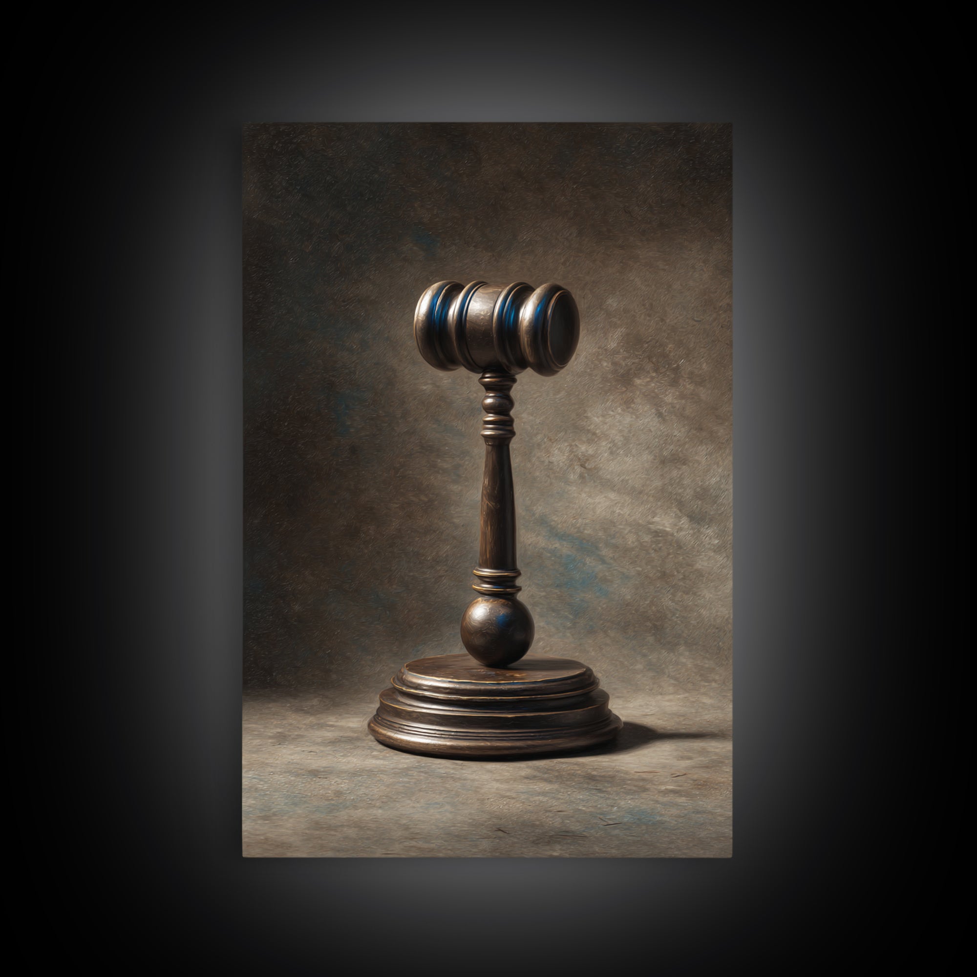 Classic Gavel Still Life Framed Canvas Print, Law Office Art, Boho Decor, Office Decor, Oil Painting, Counsel, Digital Prints, LOA-2x3-21