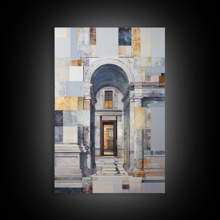 Architectural Arch and Column Abstraction Framed Canvas Print, Law Office Art, Statement Artwork, Office Decor, Counsel, LOA-2x3-22