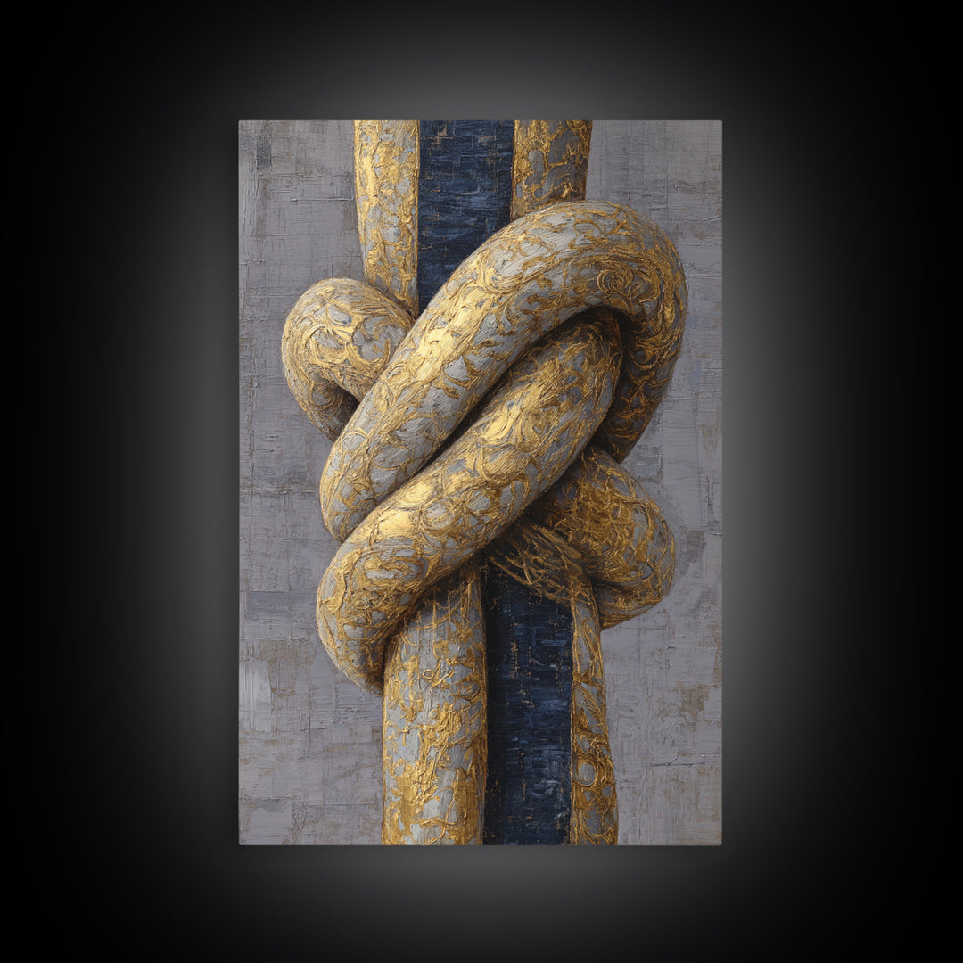 Gold Thread Knot Symbolizing Resolution Canvas Print, Law Office Art, Boho Decor, Office Decor, Counsel, Digital Prints, LOA-2x3-50