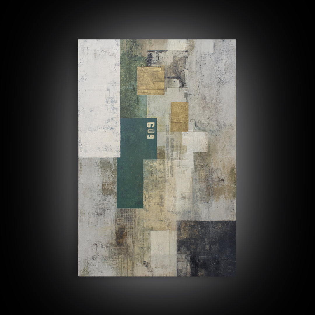 Deep Green and Walnut Toned Abstract Framed Canvas Print, Law Office Art, Contemporary Art, Office Decor, Abstract Art, Counsel, LOA-2x3-53
