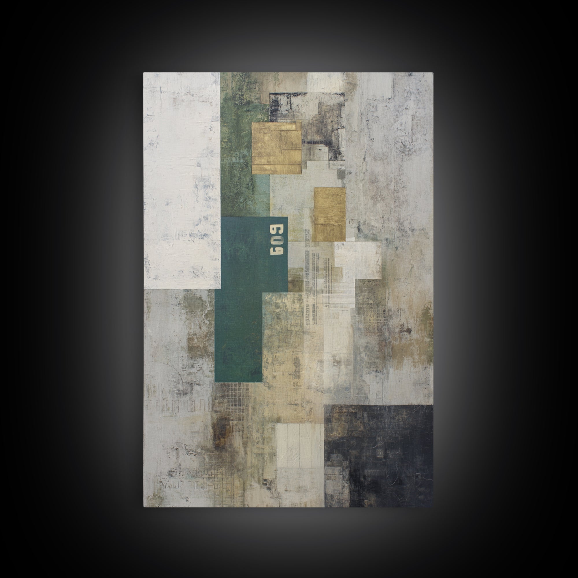 Deep Green and Walnut Toned Abstract Framed Canvas Print, Law Office Art, Contemporary Art, Office Decor, Abstract Art, Counsel, LOA-2x3-53