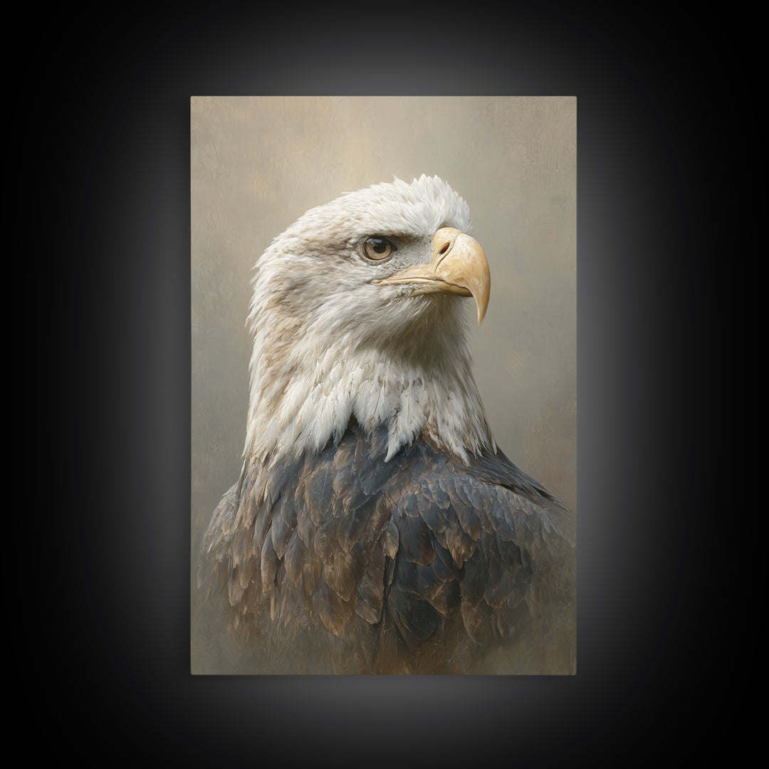 Eagle Portrait with Solemn Presence Canvas Print, Law Office Art, Wall Art, Office Decor, Fine Art, Counsel, Office Wall Decor, LOA-2x3-62