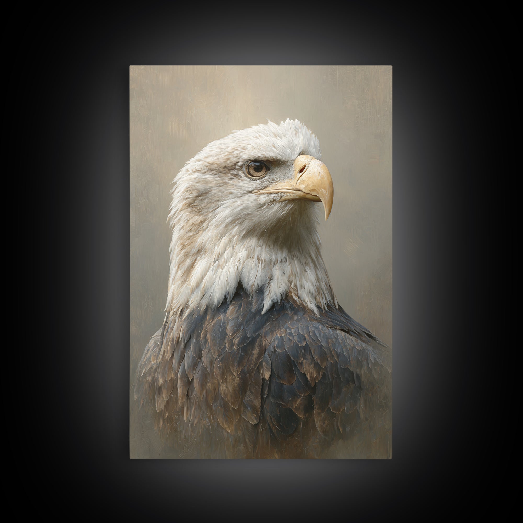 Eagle Portrait with Solemn Presence Canvas Print, Law Office Art, Wall Art, Office Decor, Fine Art, Counsel, Office Wall Decor, LOA-2x3-62
