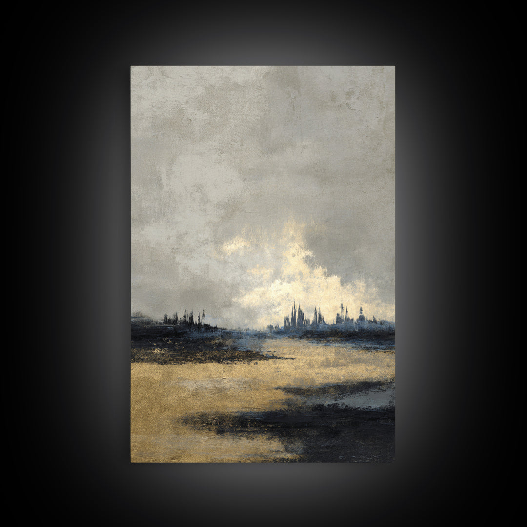 Quiet City Skyline Framed Canvas Print, Law Office Art, Minimalist Decor, Office Decor, Fine Art, Counsel, Poster Print, LOA-2x3-68