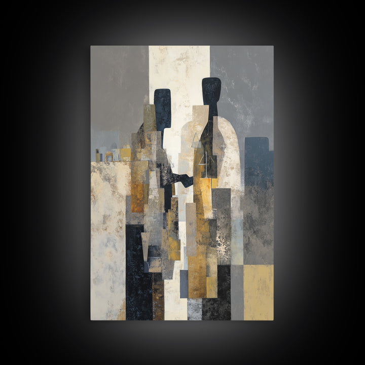 Diplomatic Handshake Silhouette Framed Canvas Print, Law Office Art, Room Decor, Office Decor, Abstract Art, Counsel, LOA-2x3-75