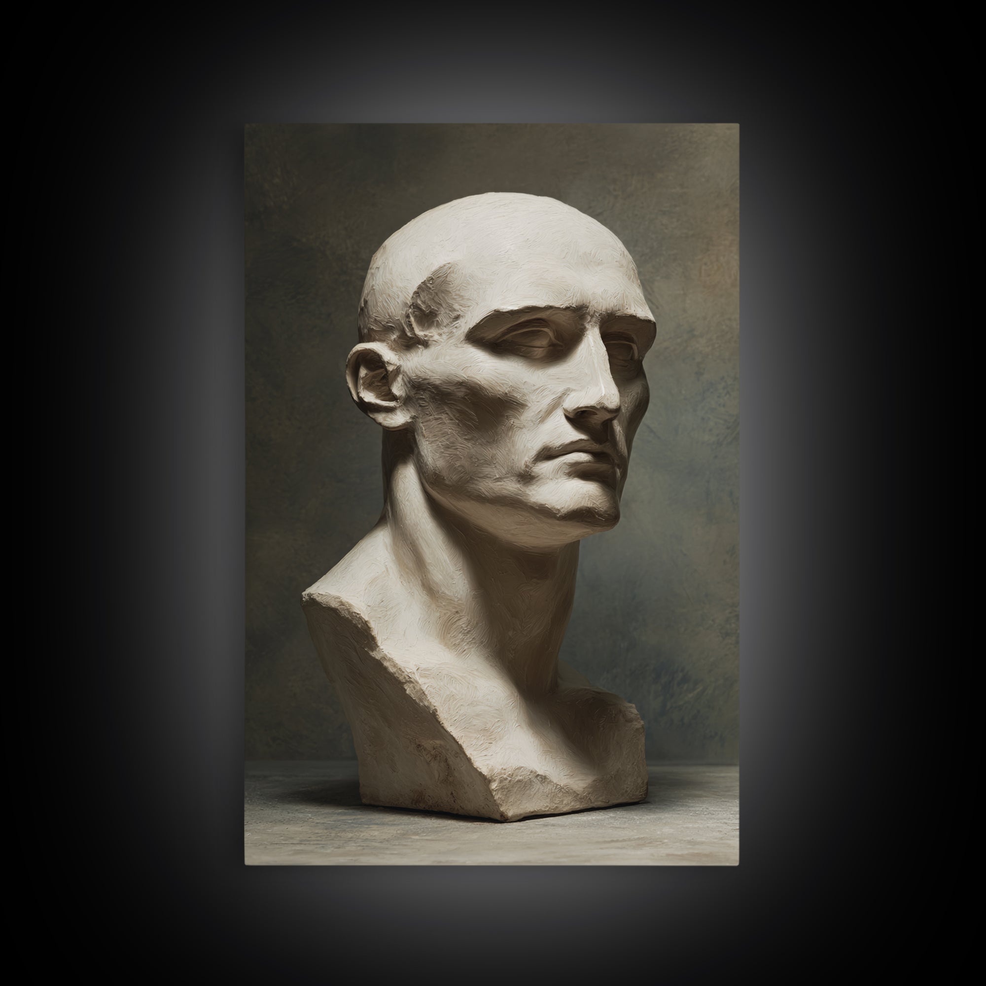 Classical Statue Bust Framed Canvas Print, Law Office Art, Fine Art Print, Office Decor, Watercolor Art, Counsel, Painting, LOA-2x3-80