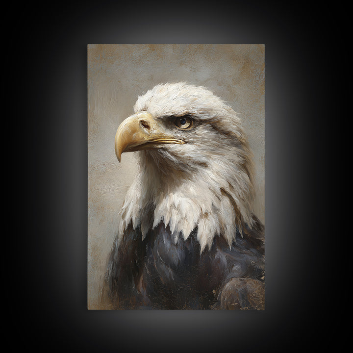 Eagle Portrait with Solemn Presence Canvas Print, Law Office Art, Wall Art, Office Decor, Fine Art, Counsel, Office Wall Decor, LOA-2x3-86