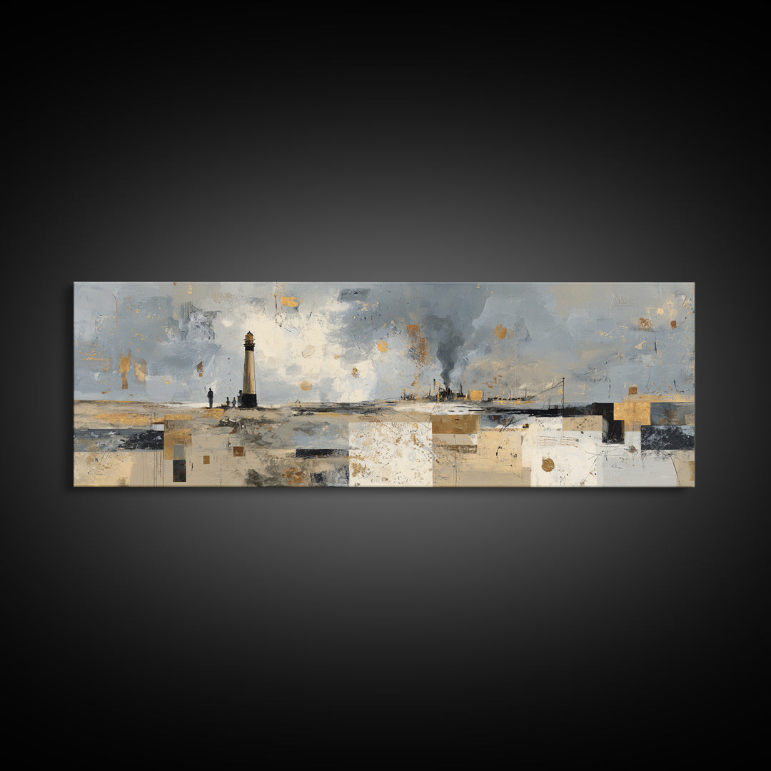 Stormy Landscape with Lighthouse as Guidance Metaphor Canvas Print, Law Office Art, Modern Decor, Office Decor, Counsel, LOA-3x1-27