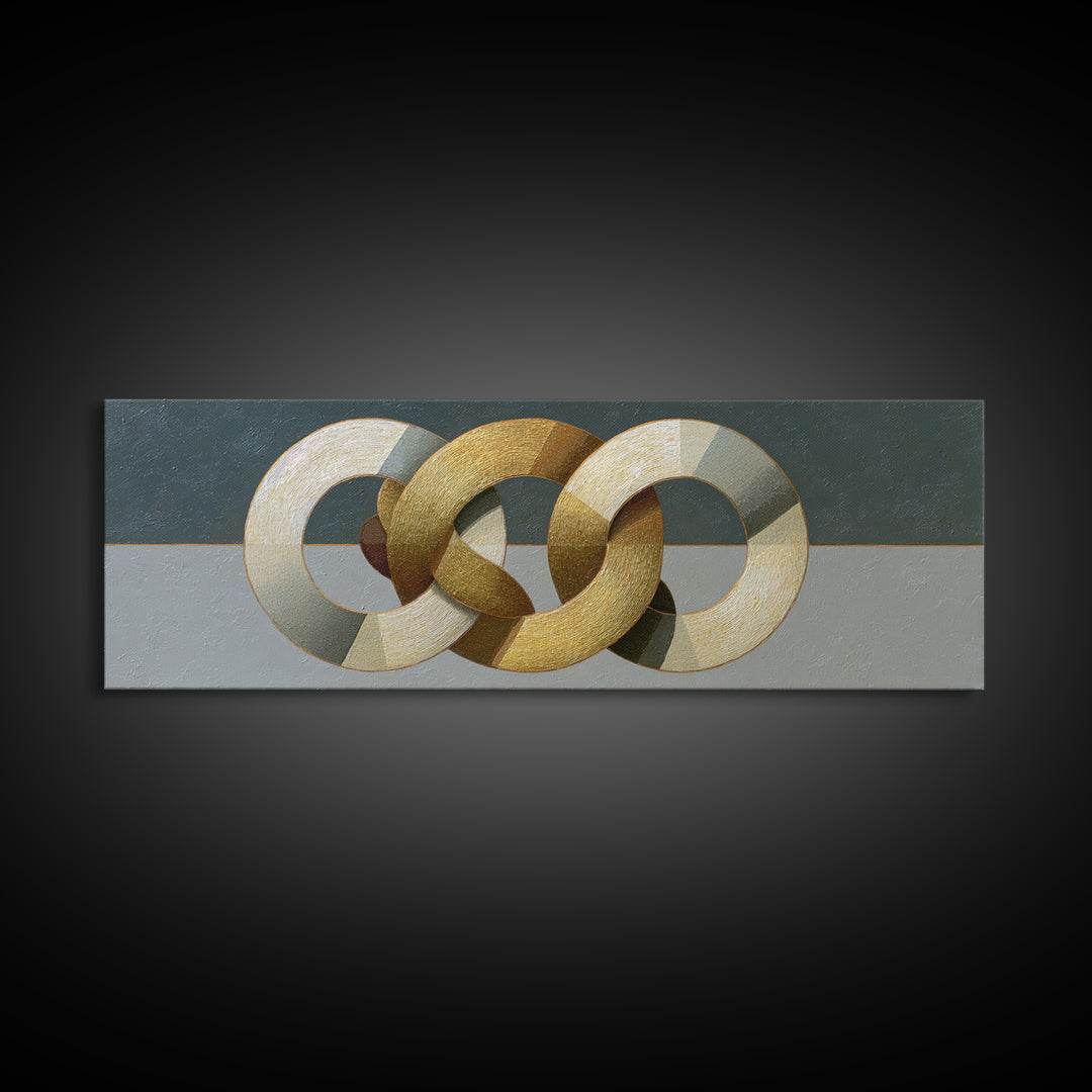 Gold Thread Knot Symbolizing Resolution Canvas Print, Law Office Art, Painting, Office Decor, Abstract Art, Counsel, Floral Art, LOA-3x1-34