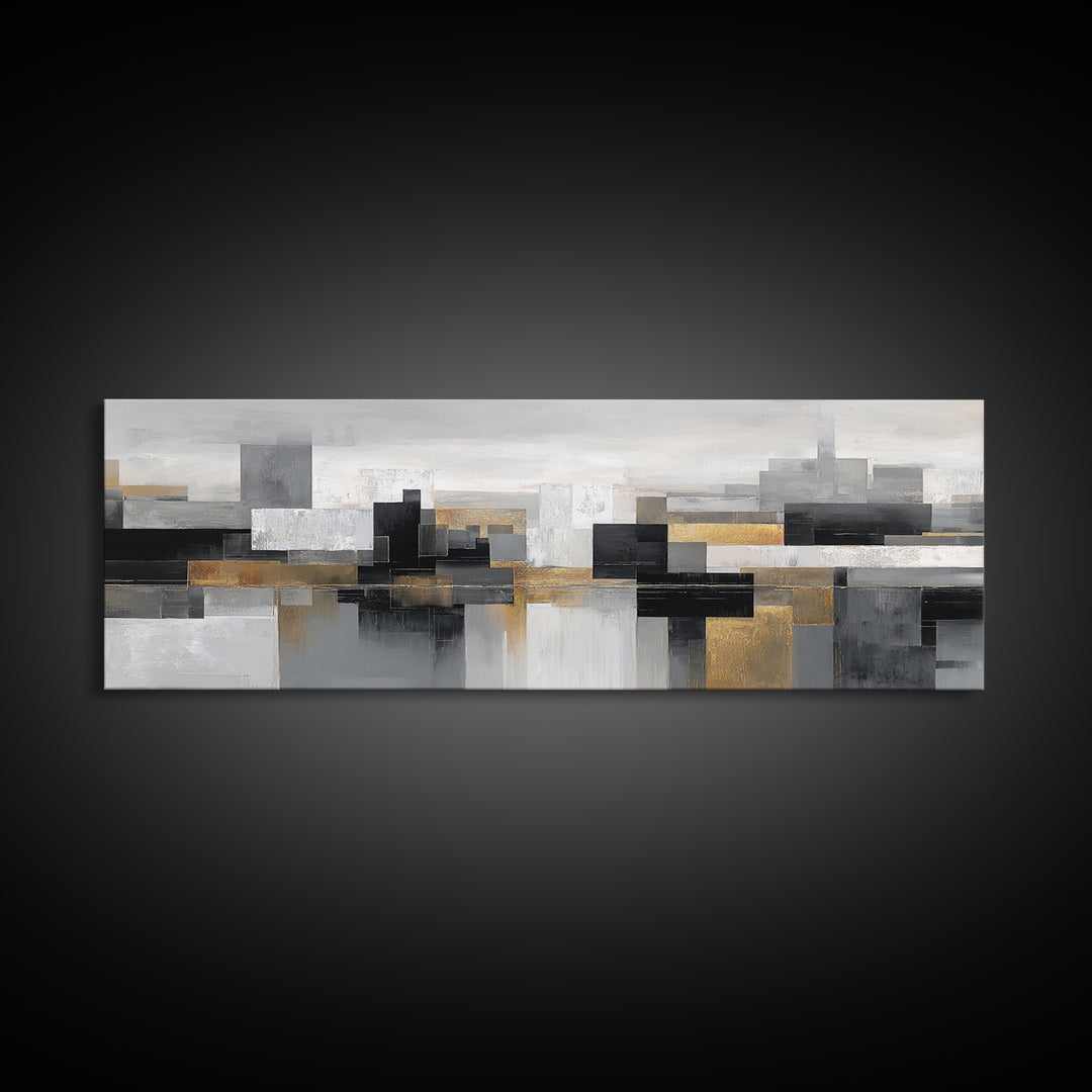 Quiet City Skyline Canvas Print, Law Office Art, Law, Office Decor, Abstract Art, Counsel, Modern Decor, Fine Art Print, LOA-3x1-4