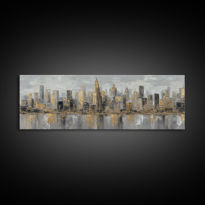 Quiet City Skyline Framed Canvas Print, Law Office Art, Luxury Decor, Office Decor, Fine Art, Counsel, Printable Art, LOA-3x1-52