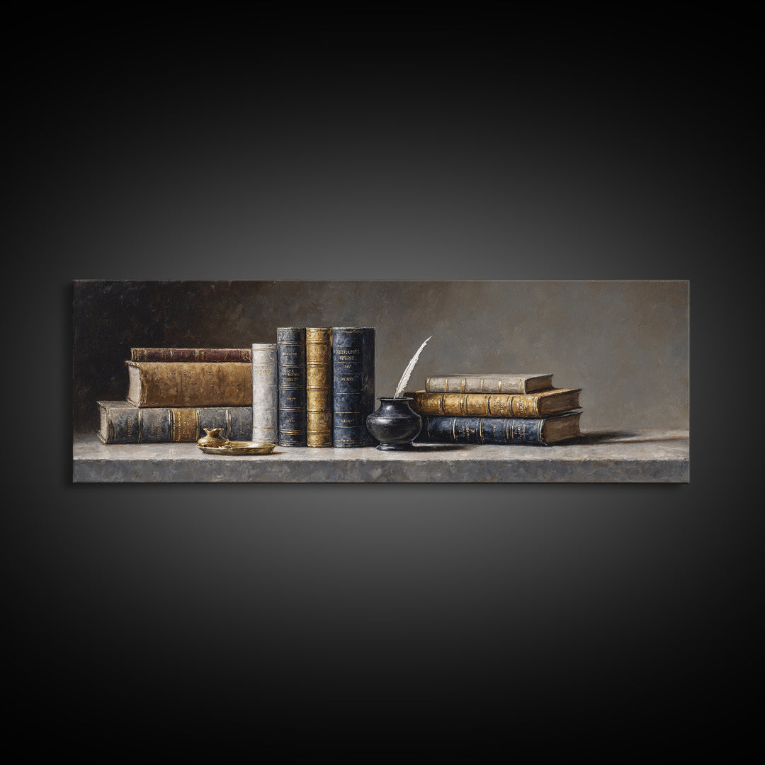 Dignified Law Books and Fountain Pen Still Canvas Print, Law Office Art, Canvas Print, Office Decor, Fine Art, Counsel, LOA-3x1-66