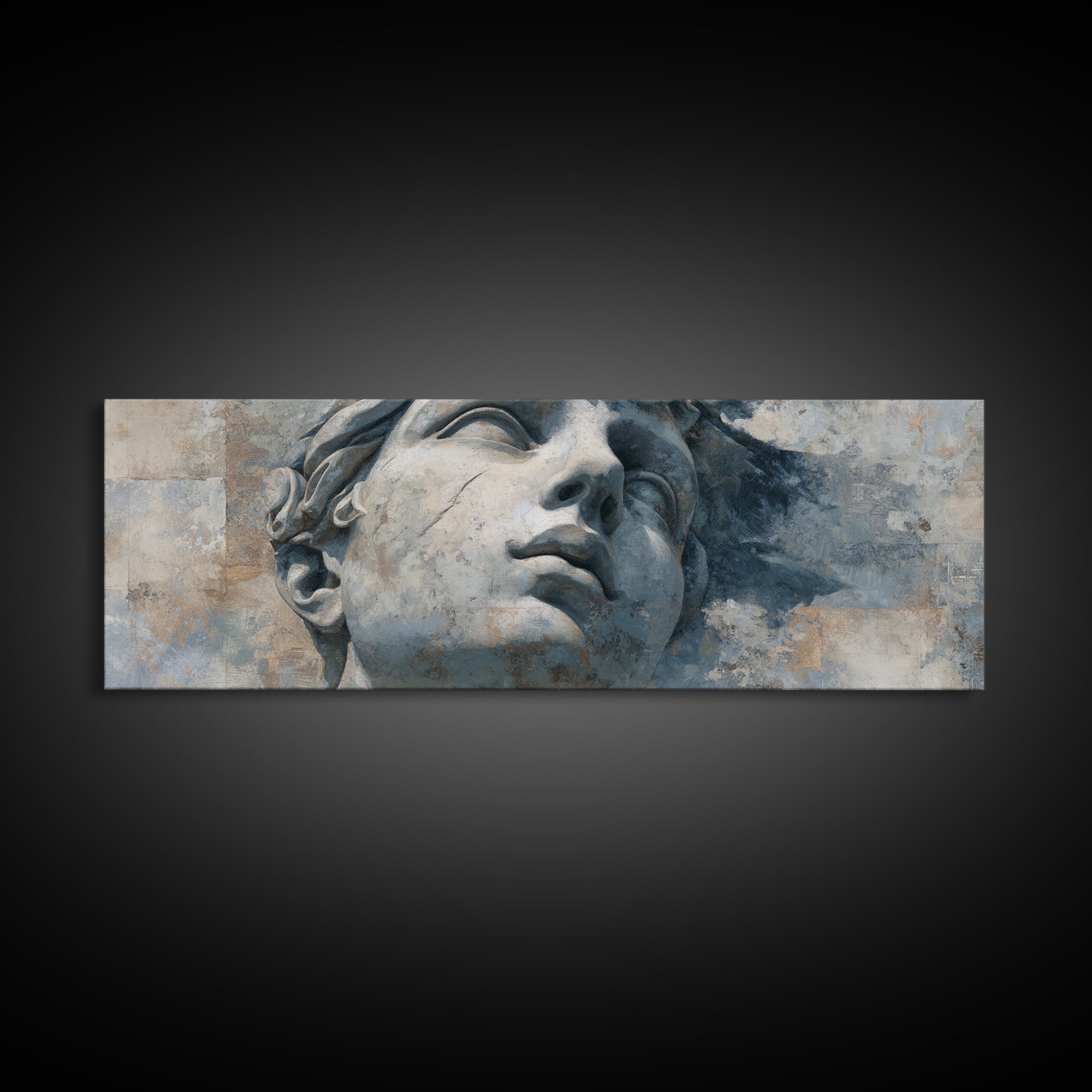 Classical Statue Bust Canvas Print, Law Office Art, Textured Painting, Office Decor, Oil Painting, Counsel, Office Wall Art, LOA-3x1-88