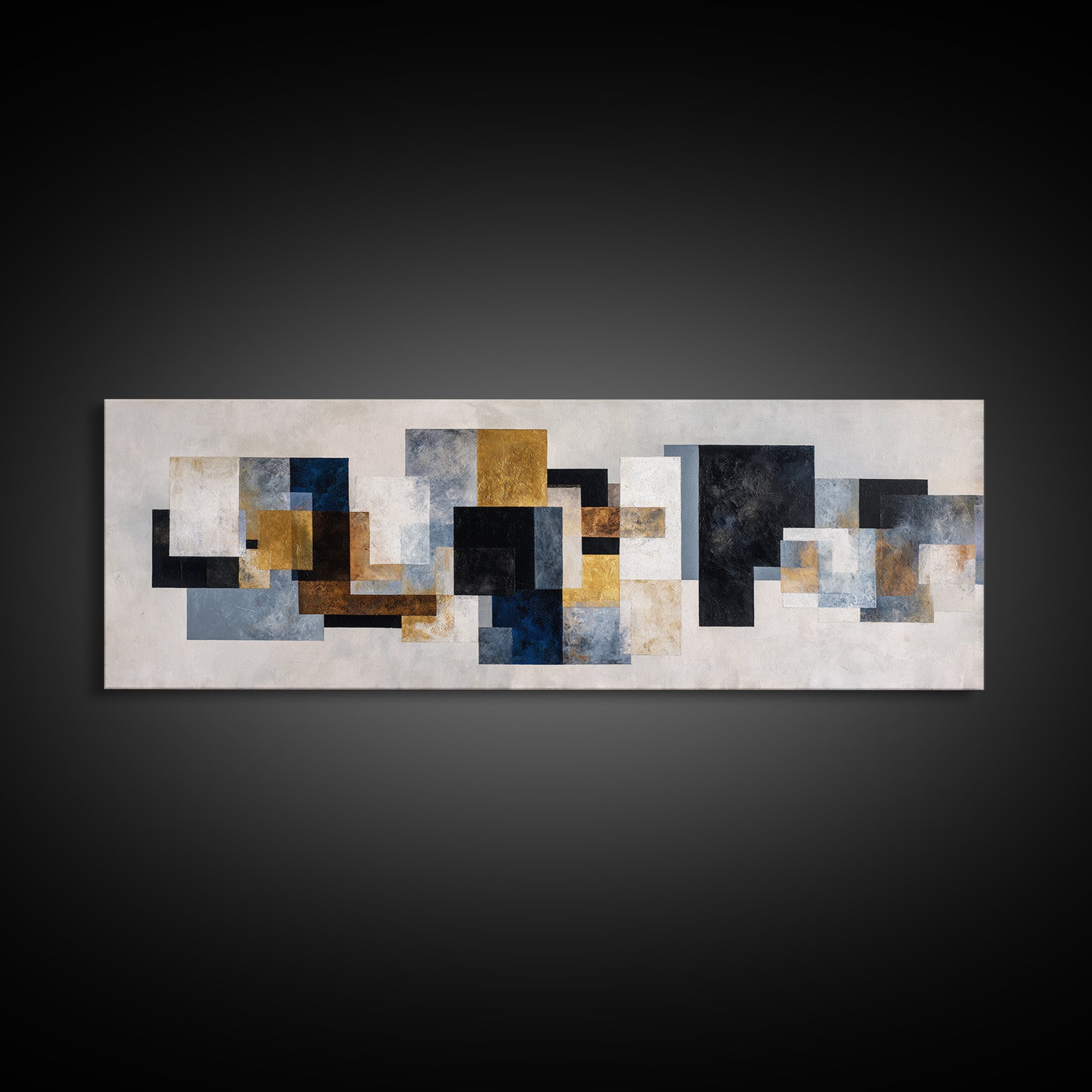Abstract Navy and Gold Composition for Authority Canvas Print, Law Office Art, Decor, Office Decor, Fine Art, Counsel, LOA-3x1-92