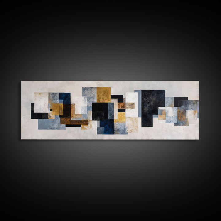 Abstract Navy and Gold Composition for Authority Canvas Print, Law Office Art, Decor, Office Decor, Fine Art, Counsel, LOA-3x1-92