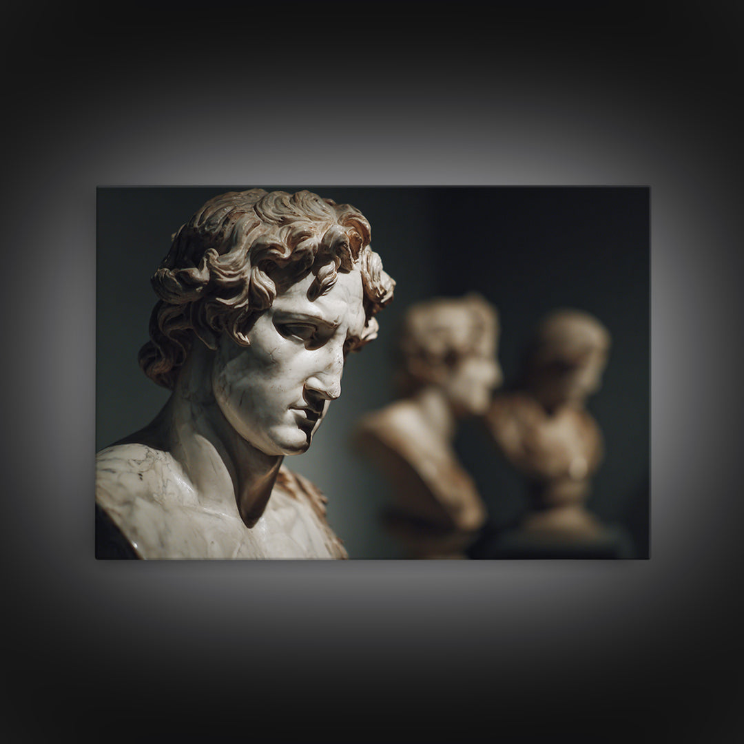 Classical Statue Bust Framed Canvas Print, Law Office Art, Home Office Decor, Office Decor, Oil Painting, Counsel, Boho Decor, LOA-3x2-100