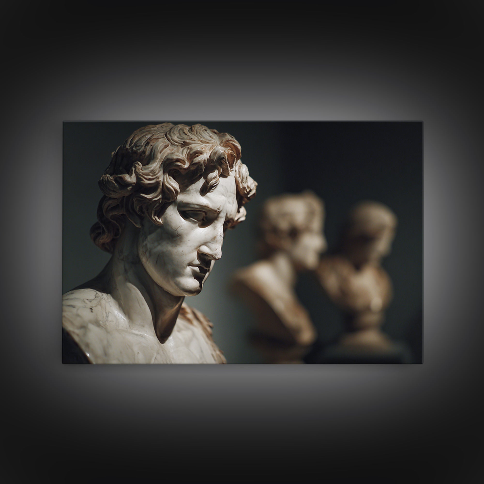 Classical Statue Bust Framed Canvas Print, Law Office Art, Home Office Decor, Office Decor, Oil Painting, Counsel, Boho Decor, LOA-3x2-100