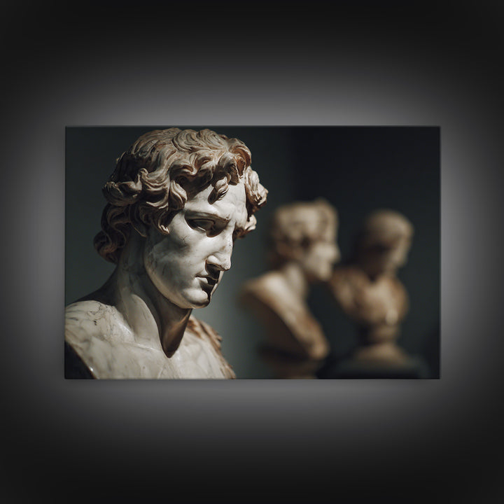 Classical Statue Bust Framed Canvas Print, Law Office Art, Home Office Decor, Office Decor, Oil Painting, Counsel, Boho Decor, LOA-3x2-100
