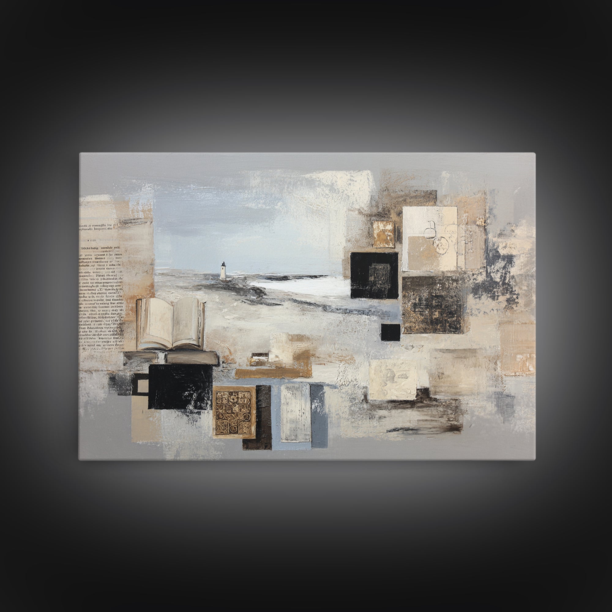 Stormy Landscape with Lighthouse as Guidance Metaphor Canvas Print, Law Office Art, Minimalist Decor, Office Decor, Counsel, LOA-3x2-15