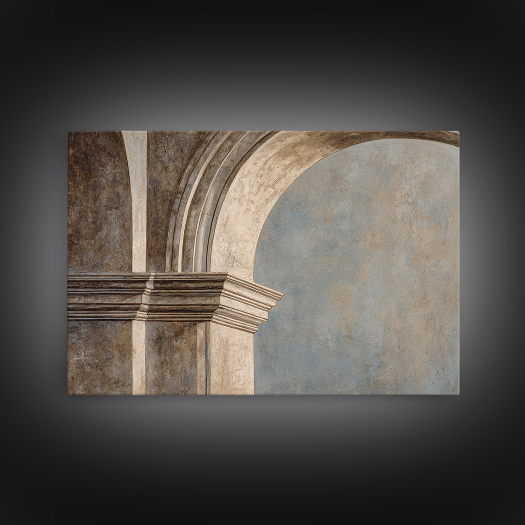 Architectural Arch and Column Abstraction Framed Canvas Print, Law Office Art, Painting, Office Decor, Abstract Art, Counsel, LOA-3x2-18