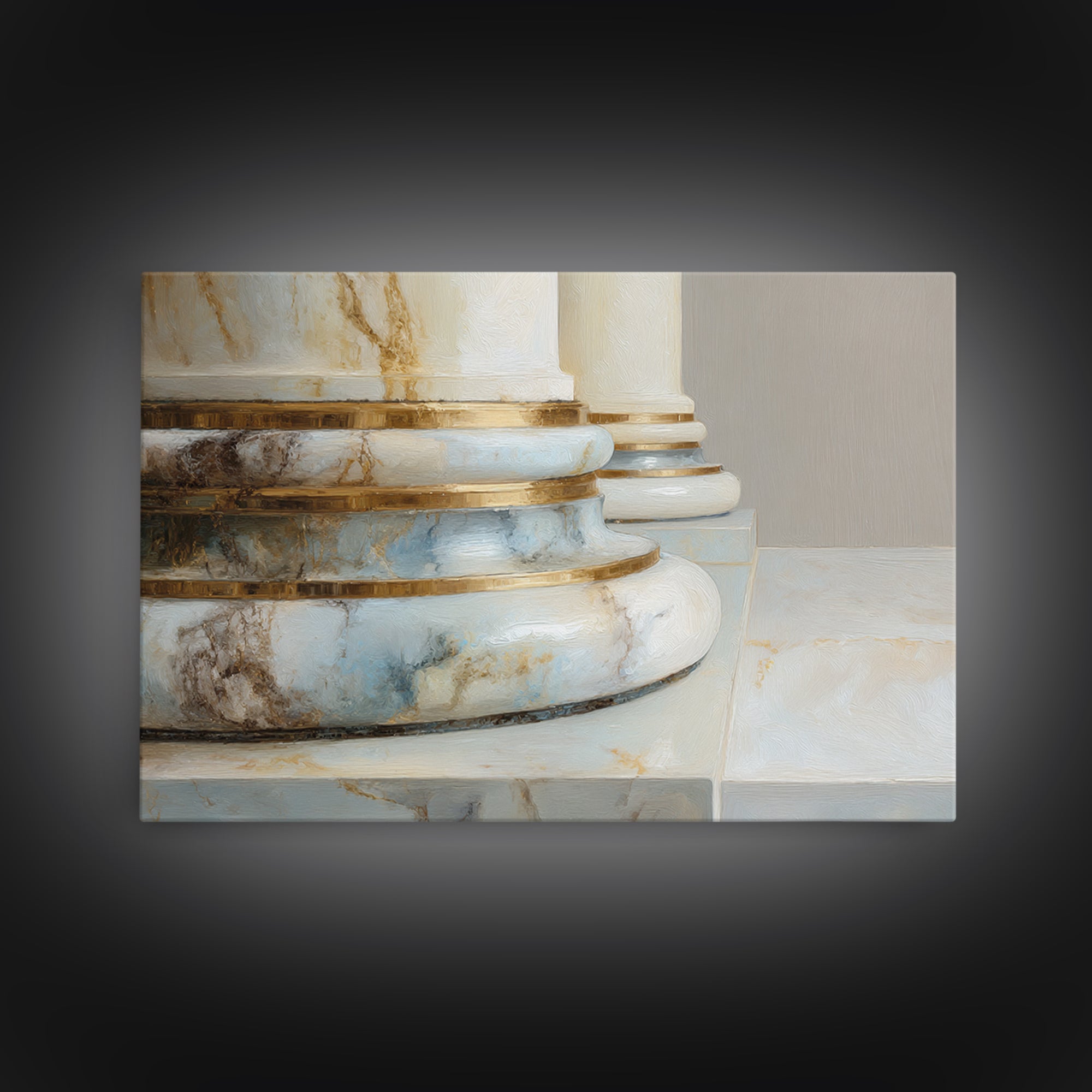 Marble Courthouse Column Study Without Building Scene Framed Canvas Print, Law Office Art, Office Art, Office Decor, Counsel, LOA-3x2-31