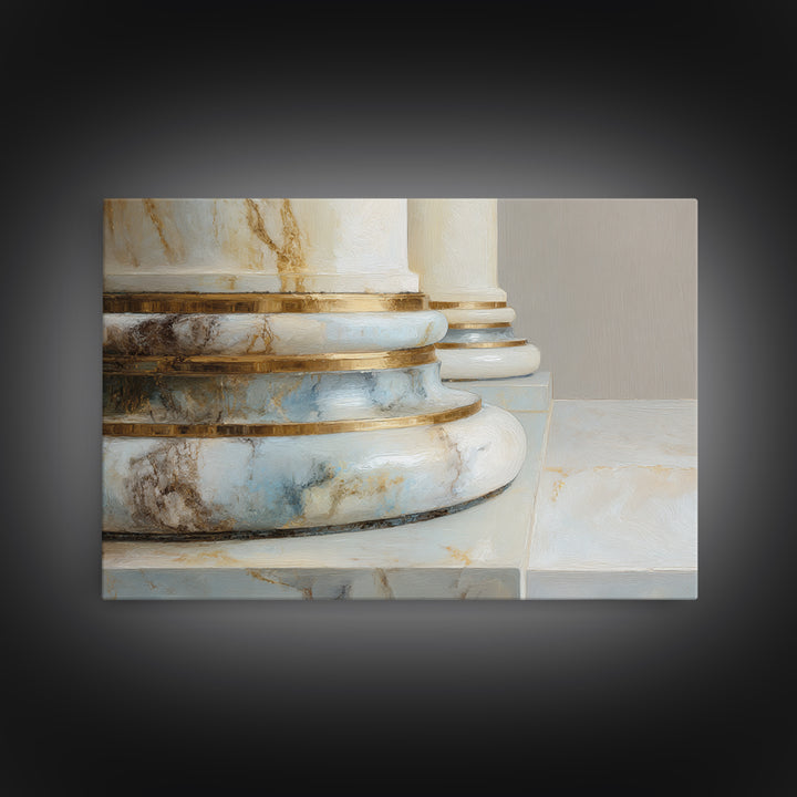 Marble Courthouse Column Study Without Building Scene Framed Canvas Print, Law Office Art, Office Art, Office Decor, Counsel, LOA-3x2-31