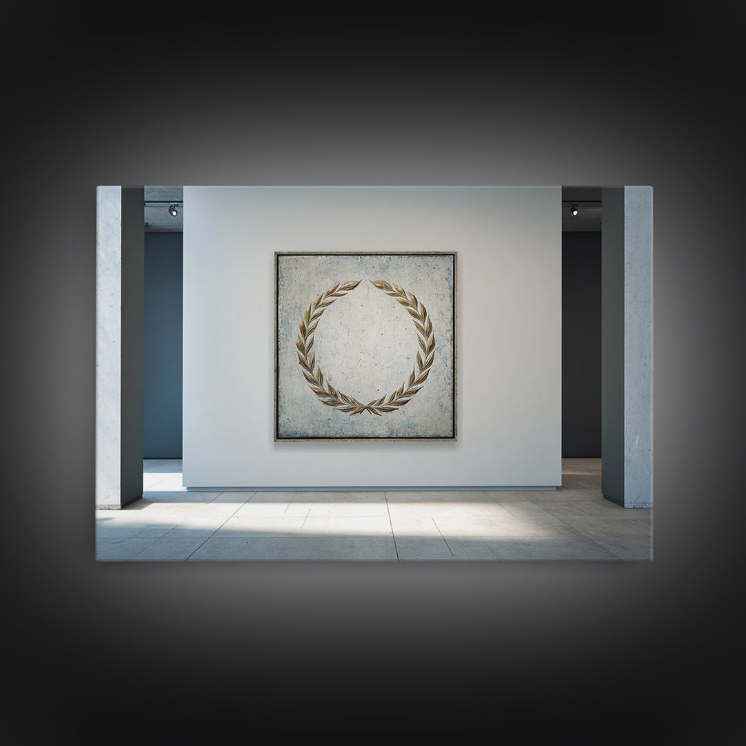 Roman Laurel Wreath Framed Canvas Print, Law Office Art, Office Wall Art, Office Decor, Fine Art, Counsel, Butterfly Art, LOA-3x2-36