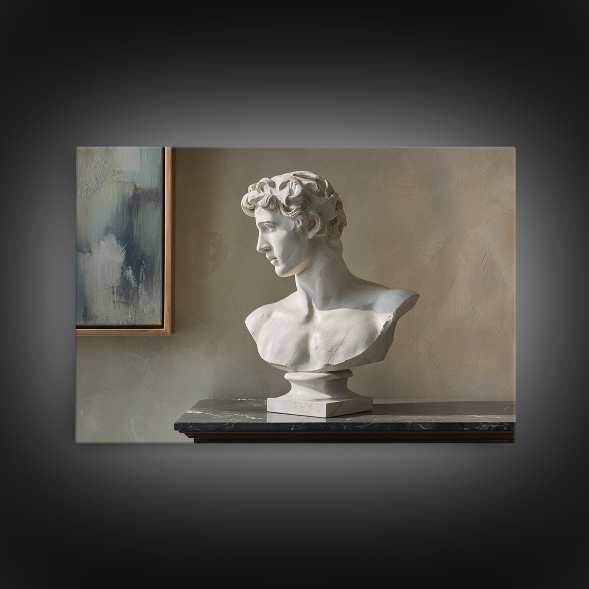 Classical Statue Bust Canvas Print, Law Office Art, Room Decor, Office Decor, Oil Painting, Counsel, Printable Art, LOA-3x2-4