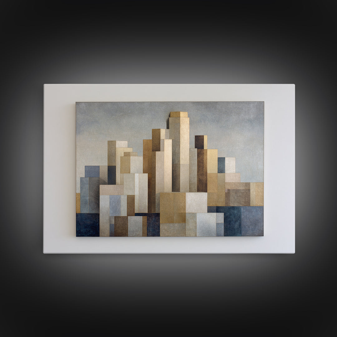 Quiet City Skyline Framed Canvas Print, Law Office Art, Canvas Print, Office Decor, Abstract Art, Counsel, Butterfly Art, LOA-3x2-40