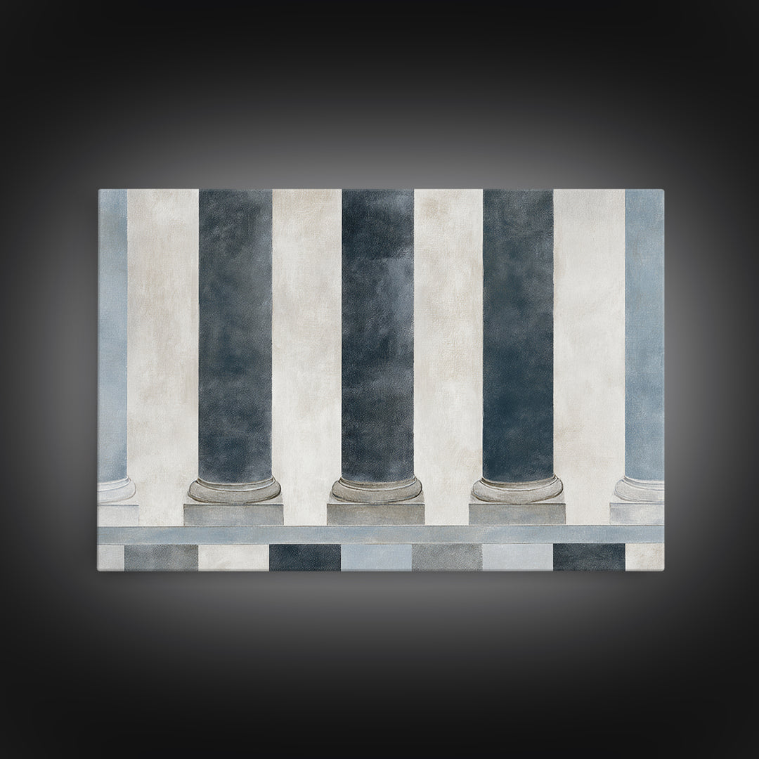 Black and White Courthouse Step Pattern as Canvas Print, Law Office Art, Modern Wall Decor, Office Decor, Abstract Art, Counsel, LOA-3x2-43