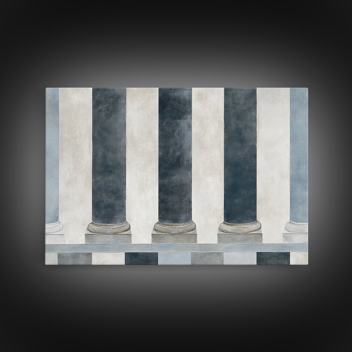 Black and White Courthouse Step Pattern as Canvas Print, Law Office Art, Modern Wall Decor, Office Decor, Abstract Art, Counsel, LOA-3x2-43