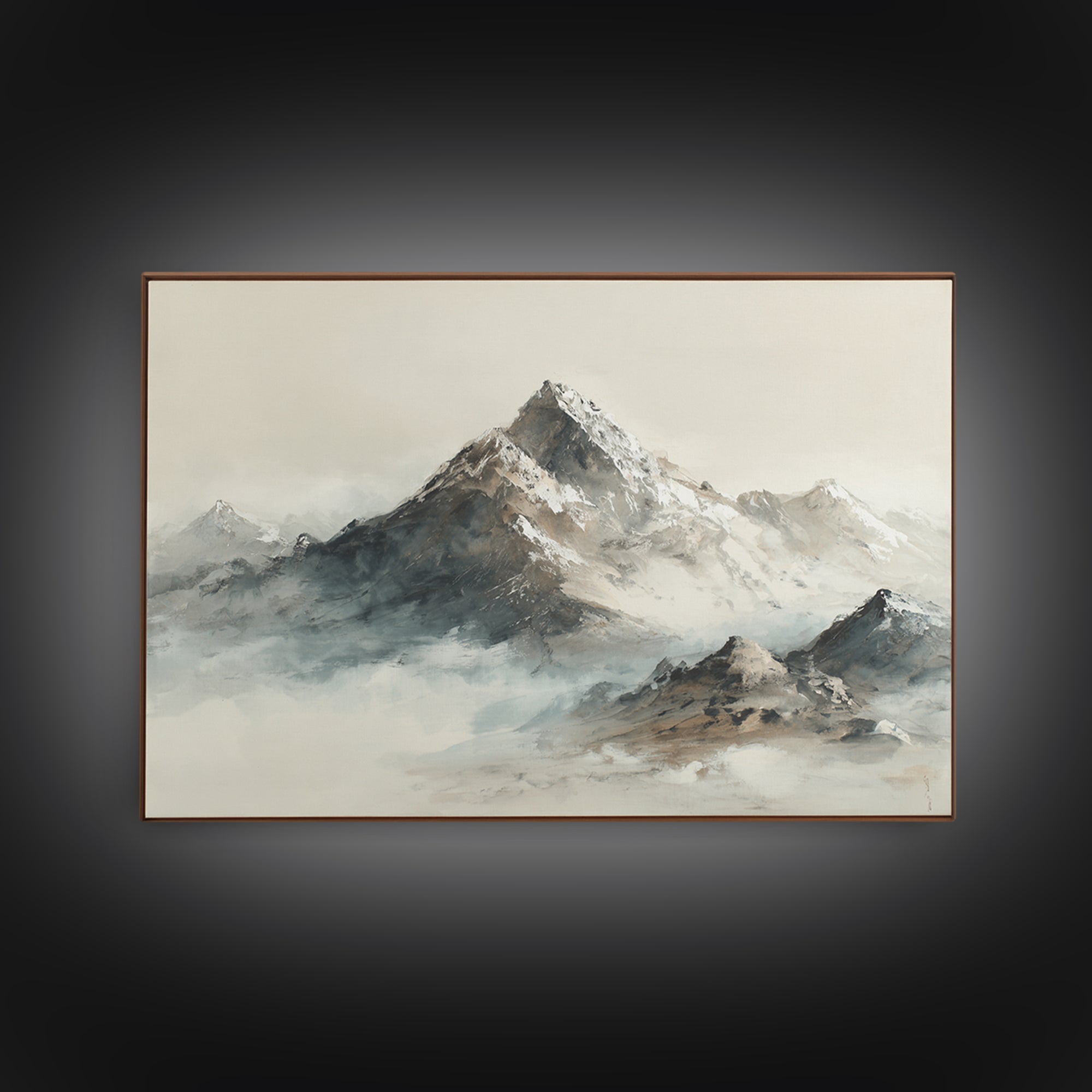 Ink Wash Mountain Symbolizing Stability Canvas Print, Law Office Art, Metal Wall Decor, Office Decor, Fine Art, Counsel, LOA-3x2-48