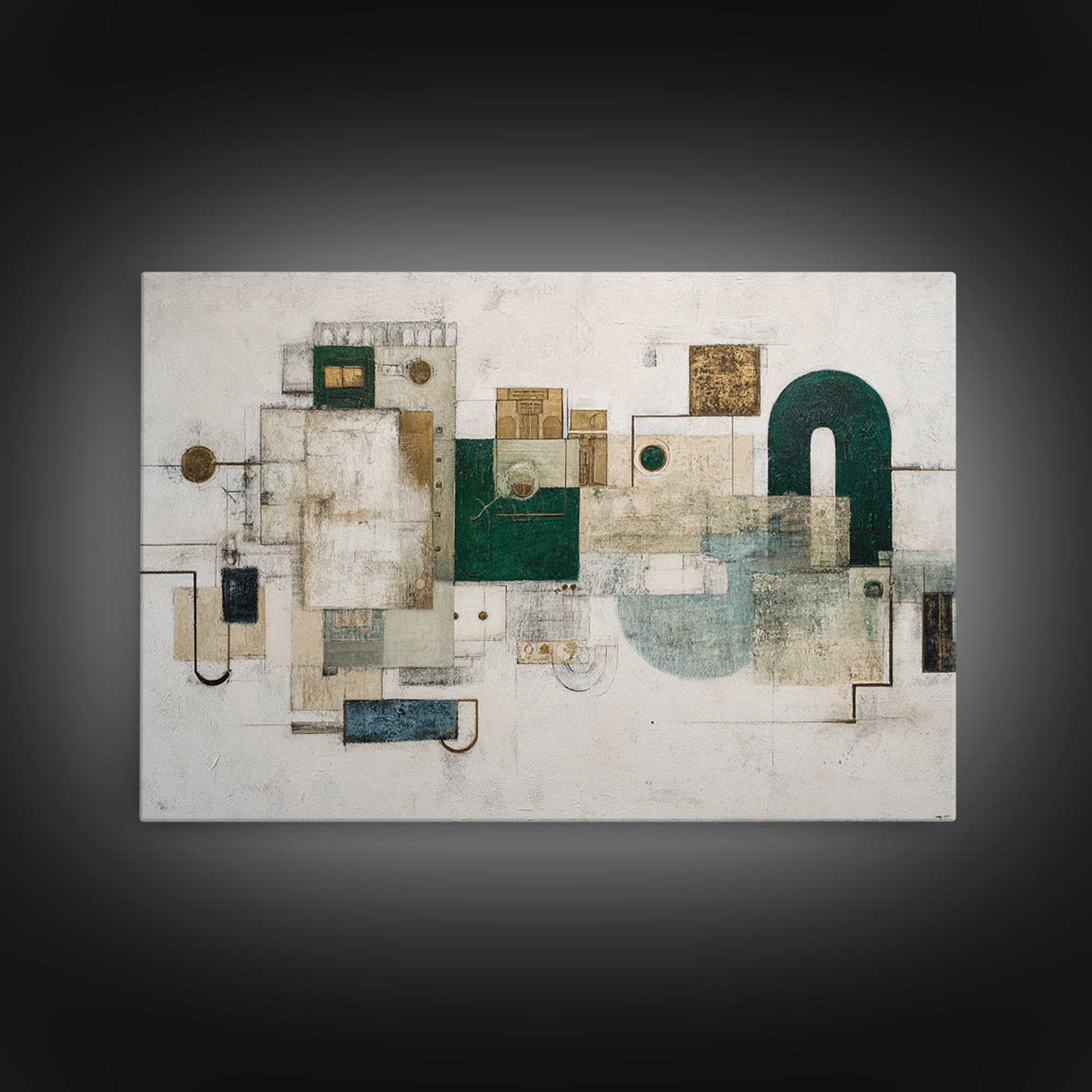 Deep Green and Walnut Toned Abstract Canvas Print, Law Office Art, Gifts for Lawyers, Office Decor, Fine Art, Counsel, LOA-3x2-49