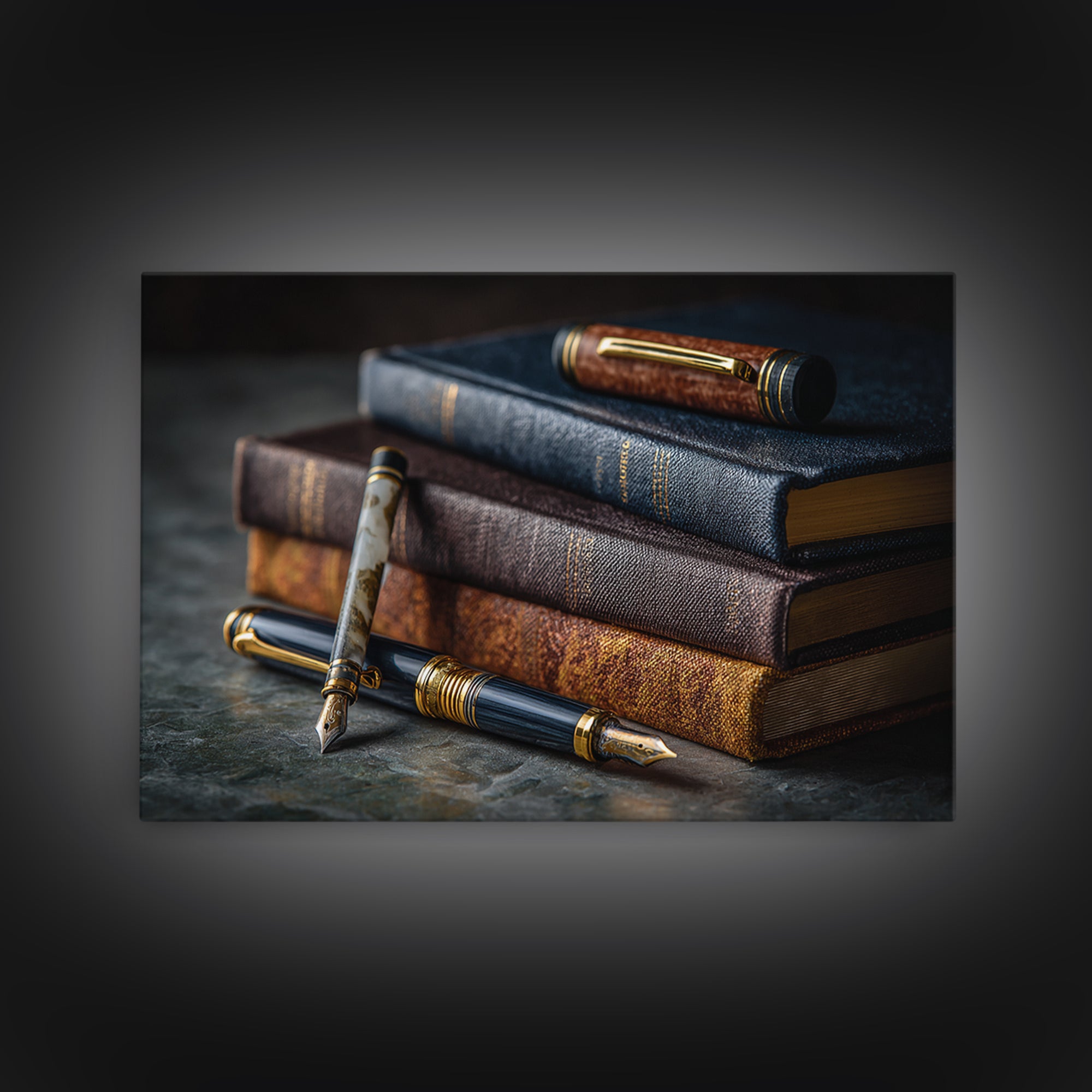 Dignified Law Books and Fountain Pen Still Canvas Print, Law Office Art, Poster Print, Office Decor, Fine Art, Counsel, LOA-3x2-54