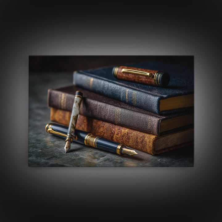 Dignified Law Books and Fountain Pen Still Canvas Print, Law Office Art, Poster Print, Office Decor, Fine Art, Counsel, LOA-3x2-54