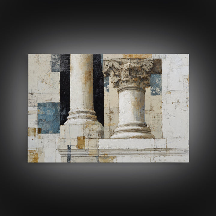 Marble Courthouse Column Study Without Building Scene Canvas Print, Law Office Art, Boho Decor, Office Decor, Counsel, LOA-3x2-55