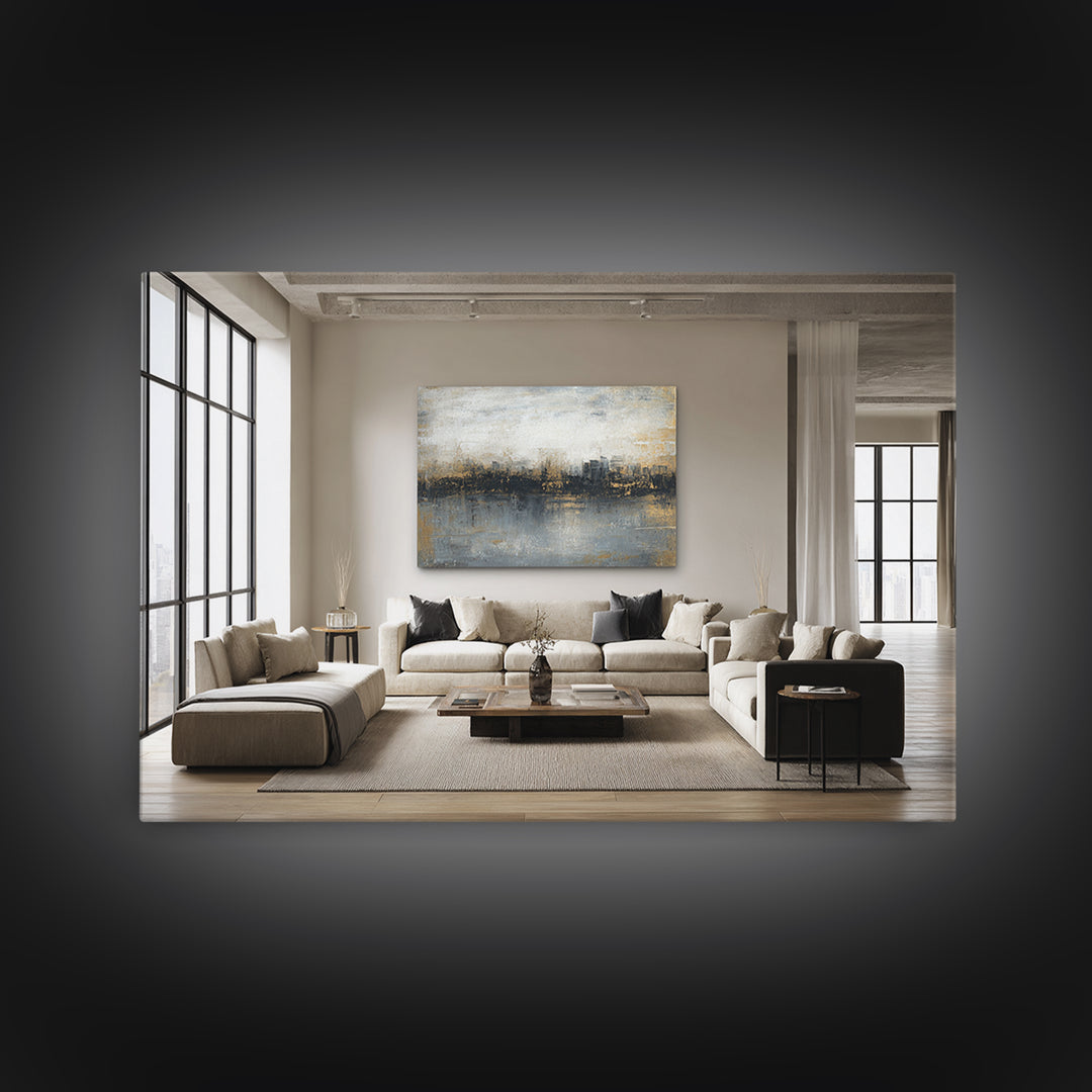 Quiet City Skyline Framed Canvas Print, Law Office Art, Law, Office Decor, Fine Art, Counsel, Modern Decor, Fine Art Print, LOA-3x2-64